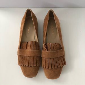 M gemi fringed suede flat size 35 1/2 made in italy